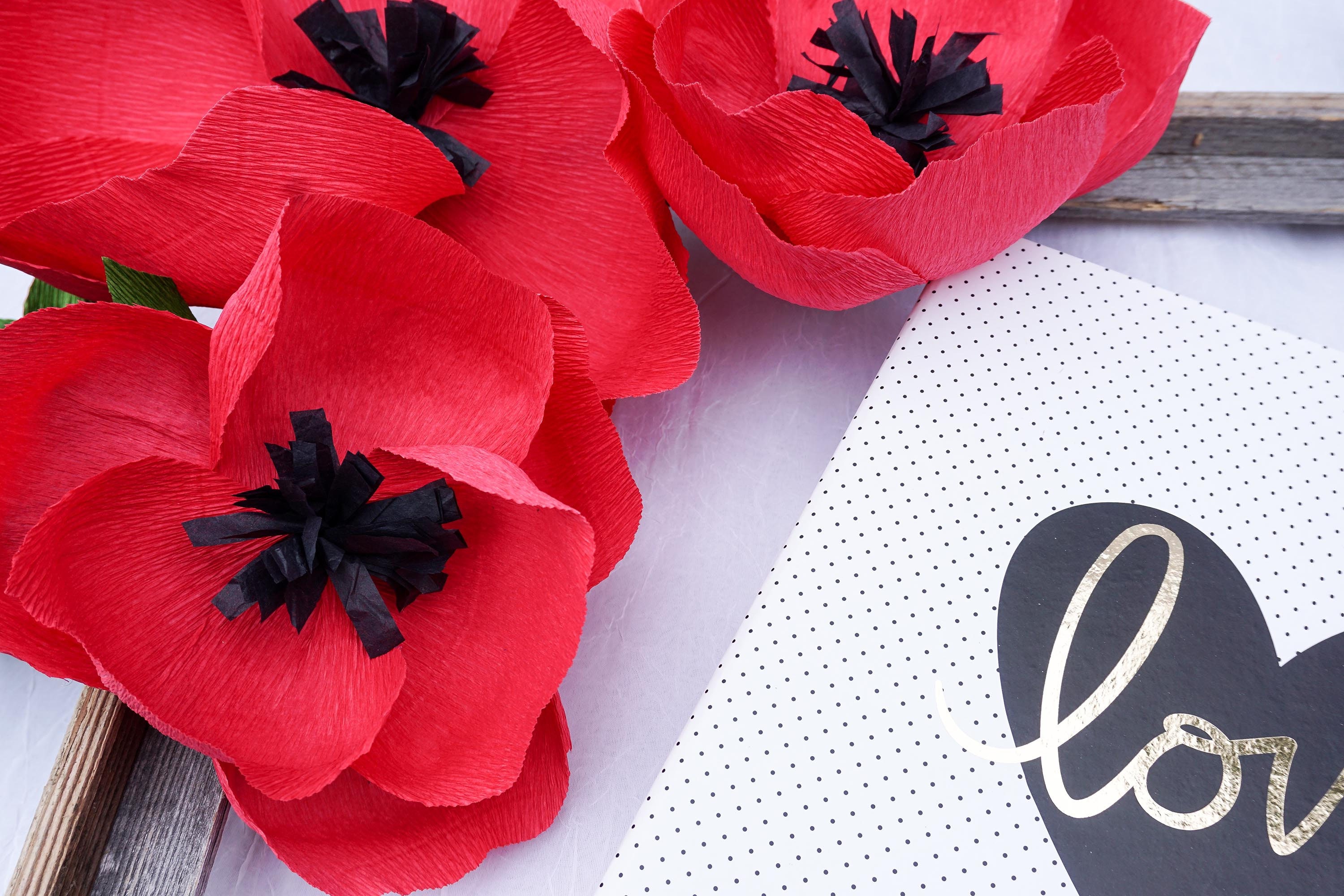 Set of 2 Crepe Paper Poppies