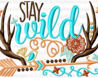 Stay Wild - Holiday applique Shirt - Girl's Thanksgiving shirt - Fall shirt - holiday applique design