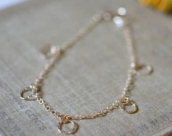 Gold Chain with Circle Charm Bracelet