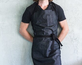 Oui Chef Restaurant Apron | Charcoal Denim
