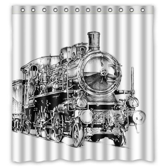 Steam Train Shower Curtain Vintage Steam Train Shower