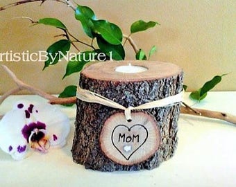 Tree branch candle - Holiday gift - Personalized candle - Heart Candle - Wedding candle - Anniversary candle - Wood candle