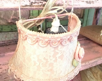 Light fixture lace pink shabby pink pink prairie cottage chic shabbychic