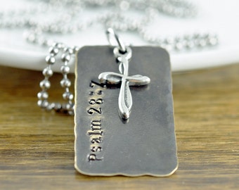 Hand Stamped Mens Necklace - Personalized Dog Tag Necklace - Mens Personalized Necklace - Custom Mens Jewelry - Mens Gifts - Gifts for him