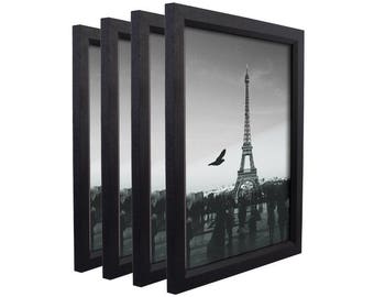Craig Frames, 13x19 Inch Black Wood Picture Frame, Economy 1" Wide, Set of Four (7171610BK1319L-4)