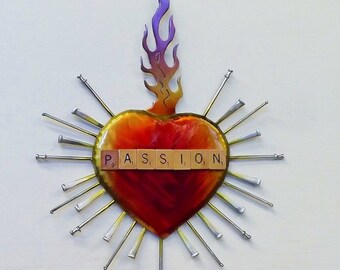 Recycled Heart, Sacred Heart, For her,Be My Valentine, Recycled art, Unique Heart, Heart Art, Valentine, Mothers Day gift, Valentine Gift