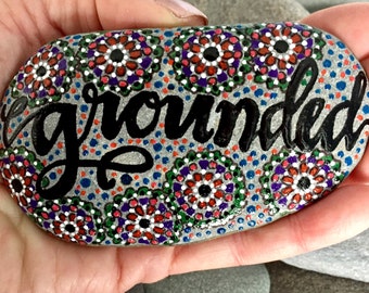 grounded / at peace / painted rocks / painted stones / altar art / paperweights / hand painted rocks / rock art/ peaceful / rocks