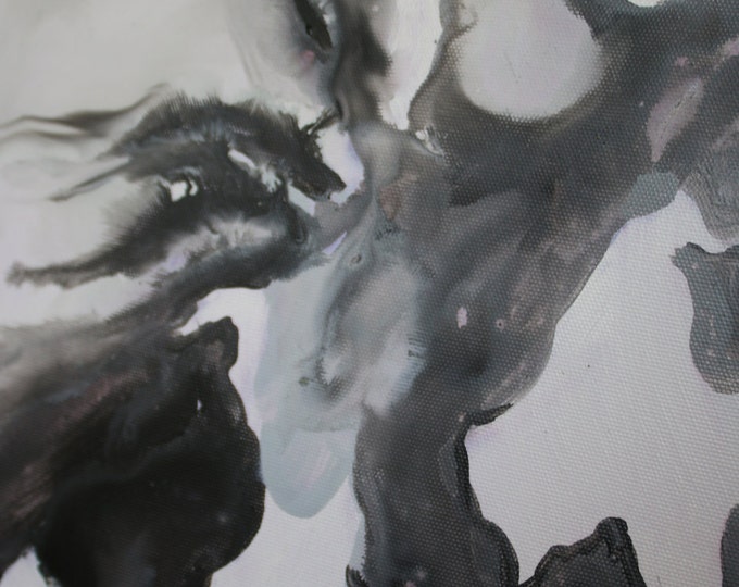 Wild Running Horse. Extra Large Contemporary Horse Black and White Canvas Original Oil/Acrylic Art. Horse BW Original Art by Irena Orlov