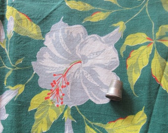 vintage FULL feed sack fabric -- tropical floral print