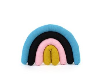 Rainbow pillow - soft knitted lambswool pillow, cushion, decorative pillow