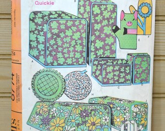 Vintage McCalls 8774 Pattern Sewing Notion Supply 25 Bazaar Boutique Items Uncut 1967 TV Movie Prop Kitchen Cover Potholder Cozies Food Dome