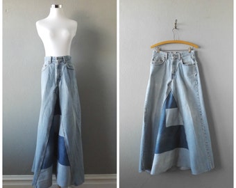 Unique boho jean skirt related items | Etsy