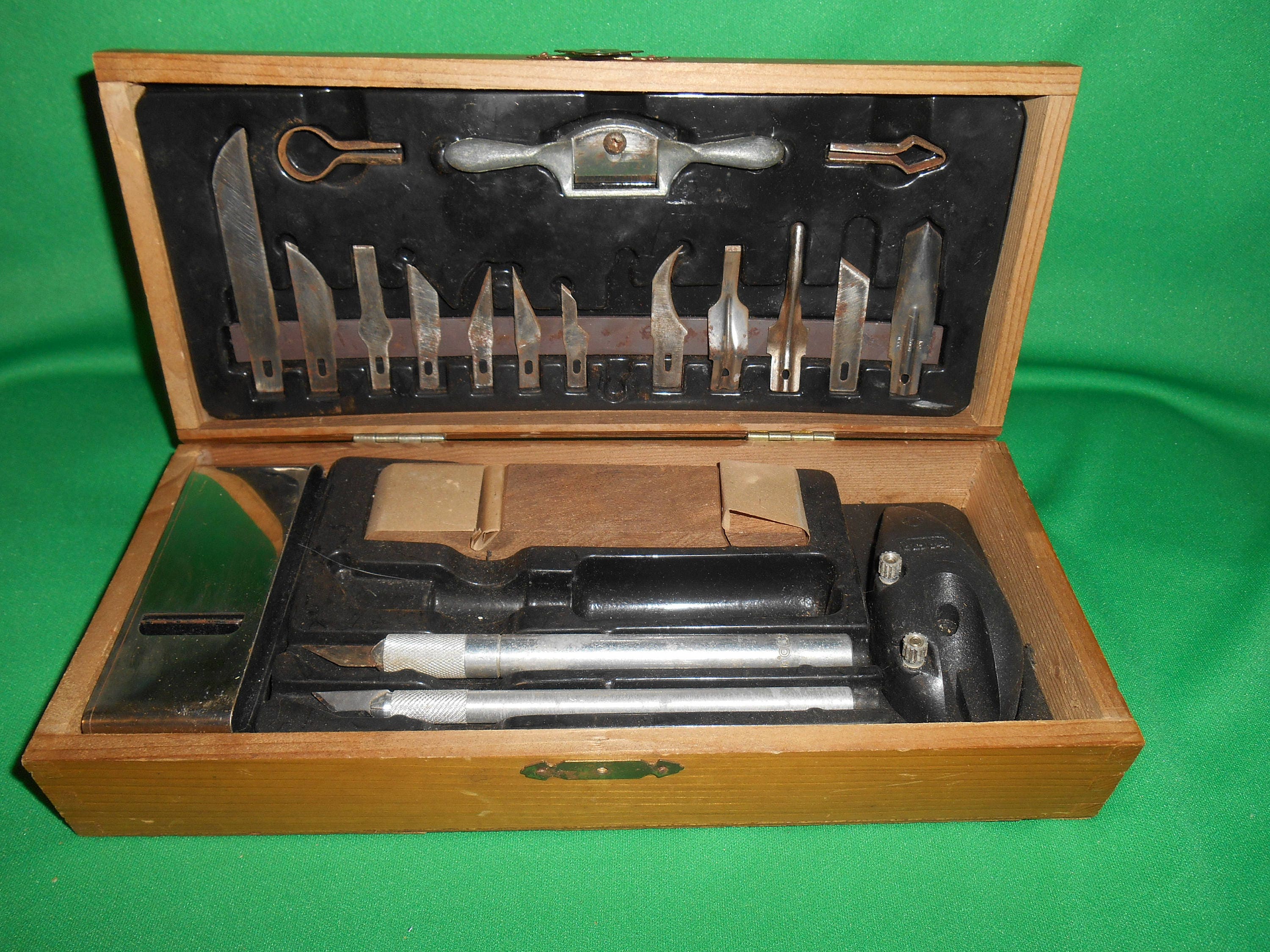 One (1), Vintage, Exacto Deluxe Craft Tool Set, in Original Wooden Box
