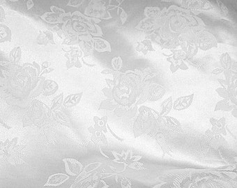 Brocade Jacquard Satin White 60 Inch Fabric by the Yard - 1 yard