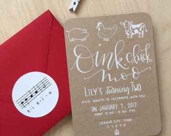 Barnyard Birthday Invitation / Farm Party Invitation / Farm Birthday Invite / Cute Farm Animal Invitation / Barn Invite / Farm Invite