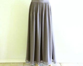 Grey Bridesmaid Skirt. Grey maxi Skirt. Long Evening Skirt. Chiffon Floor Length Skirt.