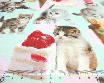 Japanese Fabric LECIEN Cat Sweets Mint Fat Quarter