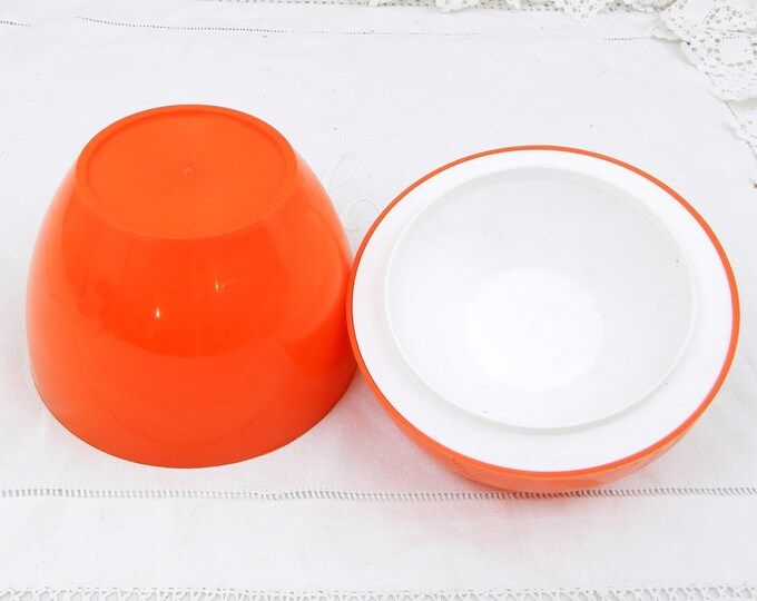 Small Vintage Mid Century Apple Shaped Red Ice Bucket, Retro French Ice Cube Holder, 1960s Design Classic, Bar Bistro Barware Orange Decor