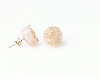Champagne Druzy Studs / Chunky Druzy Studs / Raw Quartz Studs / Bridesmaid Earrings / Modern Bridal Studs