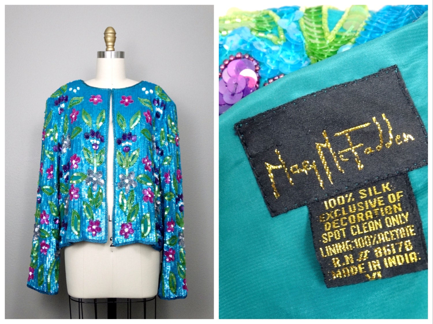 BRIGHT Fully Sequined Jacket // Turquoise Blue and Purple