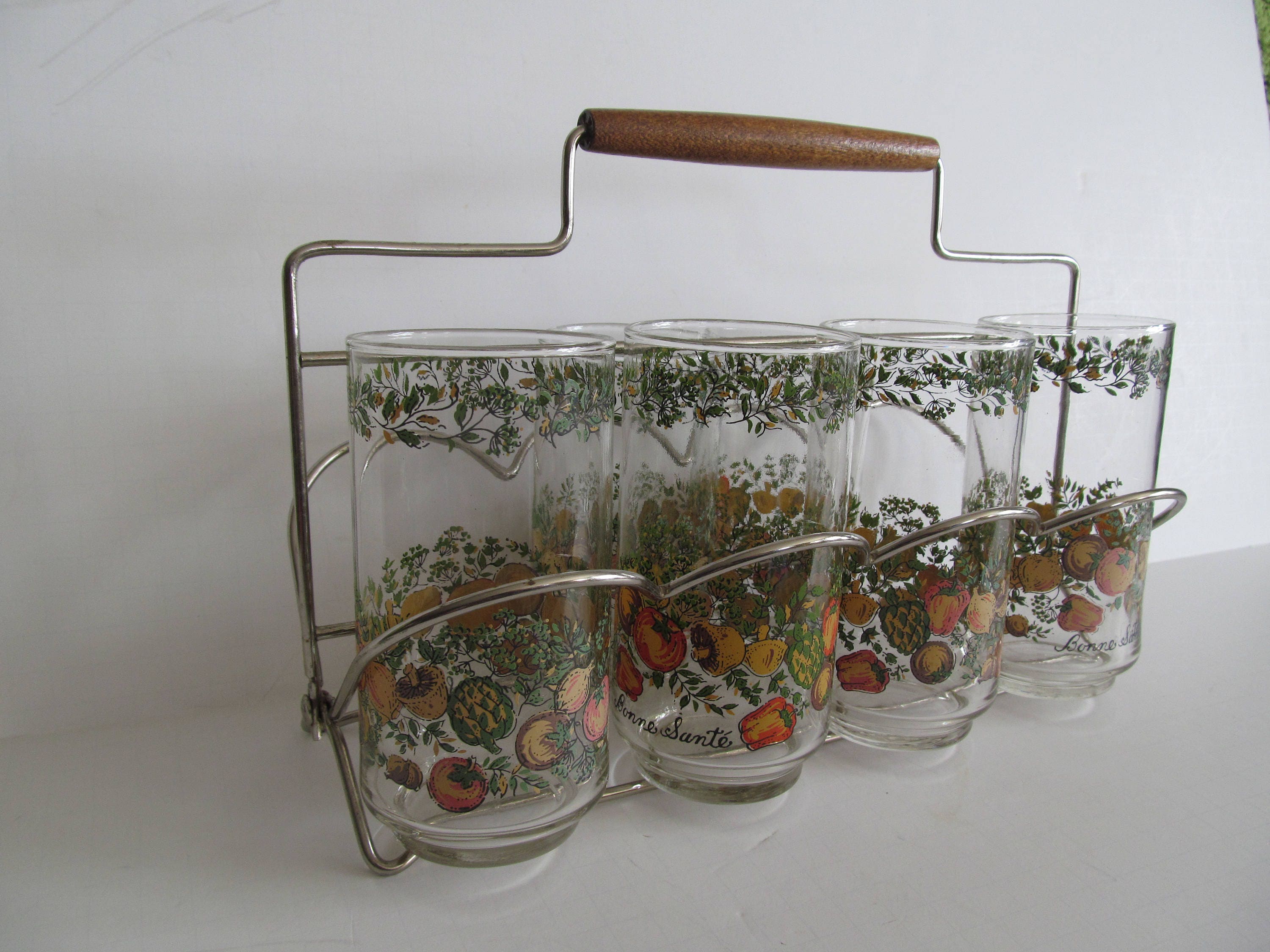 Metal Drinking Glass Caddy Tumbler Holder Mid Century