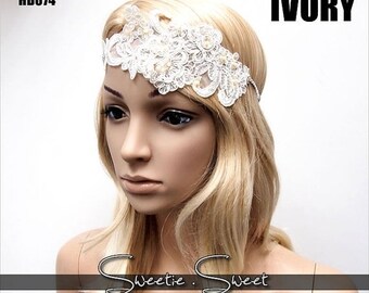 SALE Wedding headband, Lace Wedding headband, Flapper headband, Gatsby Headband, Great Gatsby Headpiece, Roaring 20s headpiece