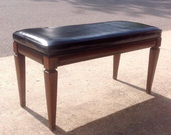 50% OFF Danish Modern Walnut & Vinyl Bench