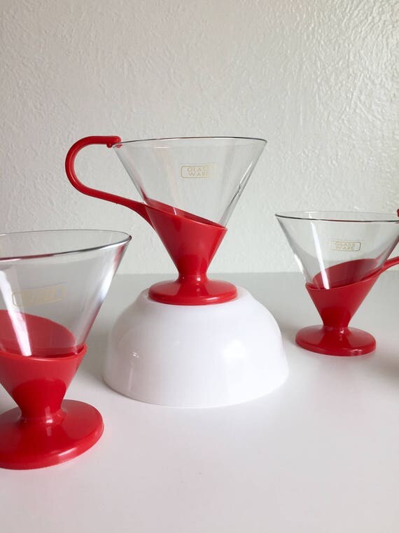 Red dessert cups glass and plastic cups snap cups mid