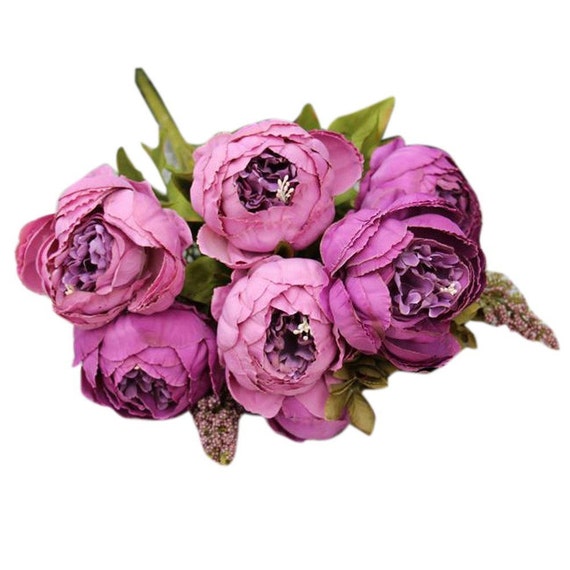 Purple Decorative Flowers Silk Peony Flower Lavender Bouquet