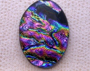 27x38mm Fused Dichroic Glass Cabochons - Rainbow of Lava Color - TR859