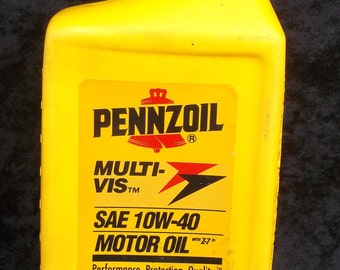 Vintage Pennzoil, Multi-vis, SAE 10W-40 Motor Oil, Oil City Pa, 1 quart plastic bottle, empty,