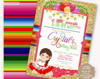 Fiesta, Baby Shower Fiesta Mexican Baby Fiesta Invite, Mexican Baby Shower Invite- YOU PRINT