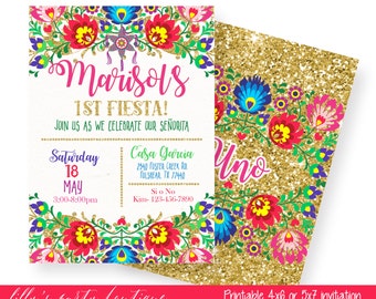Fiesta Birthday Invitation, Mexican Fiesta Invitation, Mexican Baby Shower, First Birthday Fiesta- YOU PRINT