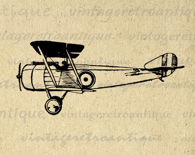 Old Airplane Digital Image Printable Airplane Art Antique Plane Illustration Download Graphic Vintage Clip Art Jpg Png Eps HQ 300dpi No.1033