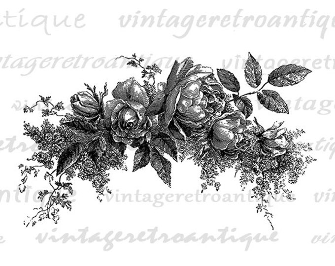 Rose Flowers Digital Image Download Collage Sheet Flower Artwork Ornament Jpg Png Eps HQ No.3742