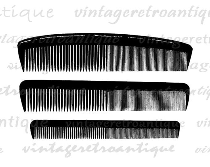 Printable Image Set of Combs Graphic Comb Hair Salon Hairdresser Barber Download Digital Antique Clip Art Jpg Png HQ 300dpi No.3681