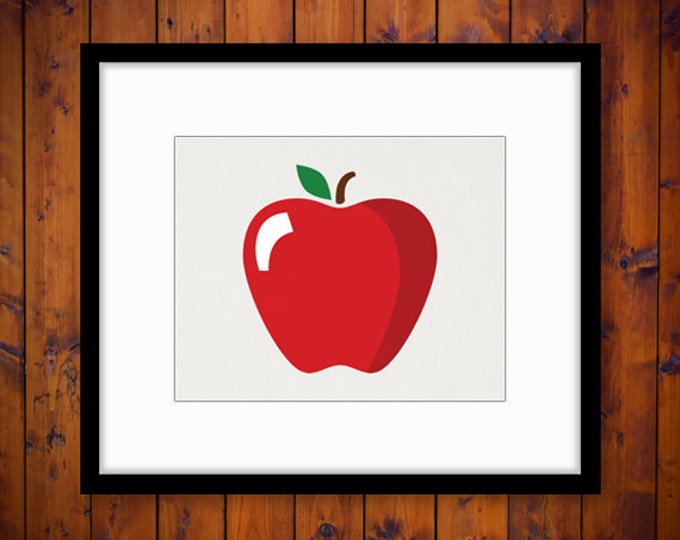 Digital Printable Red Apple Illustration Image Graphic Download Artwork Vintage Clip Art HQ 300dpi No.4029