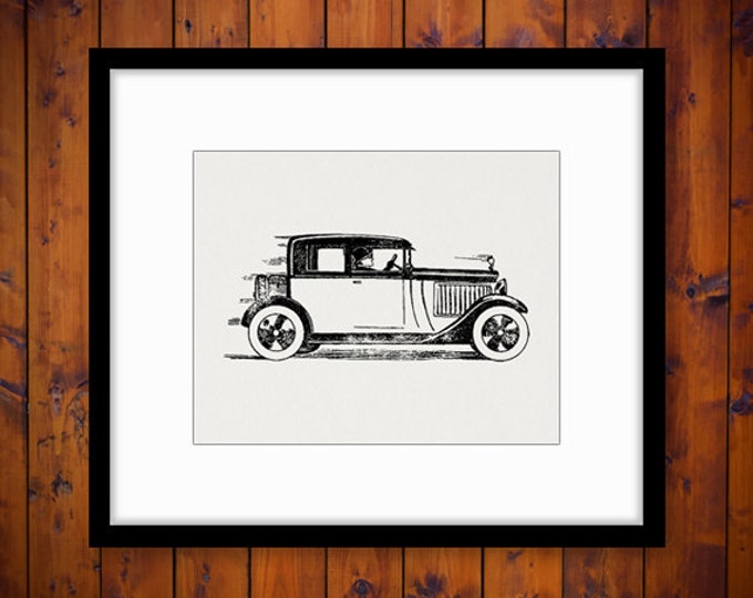 Printable Digital Antique Automobile and Driver Download Auto Graphic Vintage Car Image Jpg Png Eps HQ 300dpi No.133