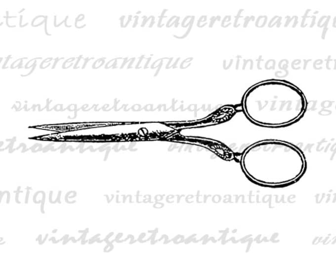 Digital Printable Scissors Graphic Shears Barber Download Illustration Image Antique Clip Art Jpg Png Eps HQ 300dpi No.1487