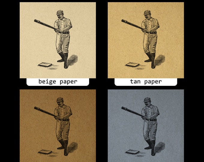 Old Fashioned Baseball Player Digital Image Printable Baseball Download Graphic HQ 300dpi No.4195