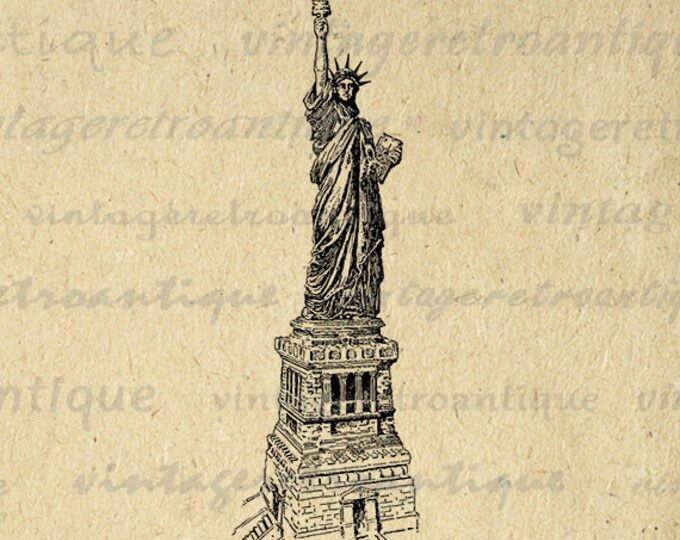 Digital Statue of Liberty New York City Image Graphic Printable Download Vintage Clip Art Jpg Png Eps HQ 300dpi No.2829