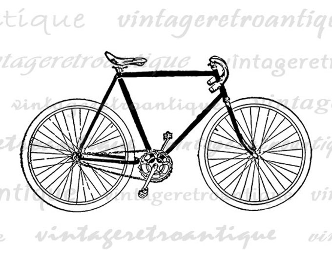 Printable Vintage Bicycle Image Download Antique Bike Digital Graphic Artwork Clip Art Jpg Png Eps HQ 300dpi No.4301