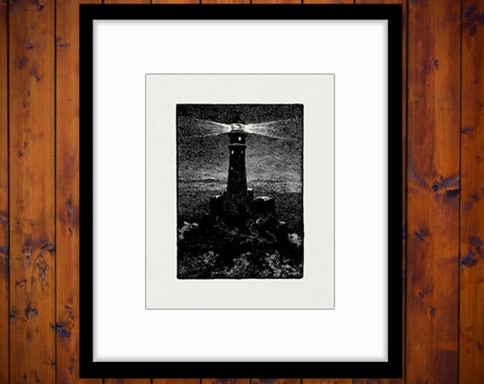 Printable Graphic Lighthouse Download Ocean Image Digital Artwork Vintage Clip Art Jpg Png Eps HQ 300dpi No.3597