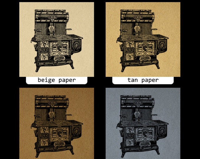 Antique Stove Digital Image Download Printable Graphic Vintage Clip Art Jpg Png Eps HQ No.1283