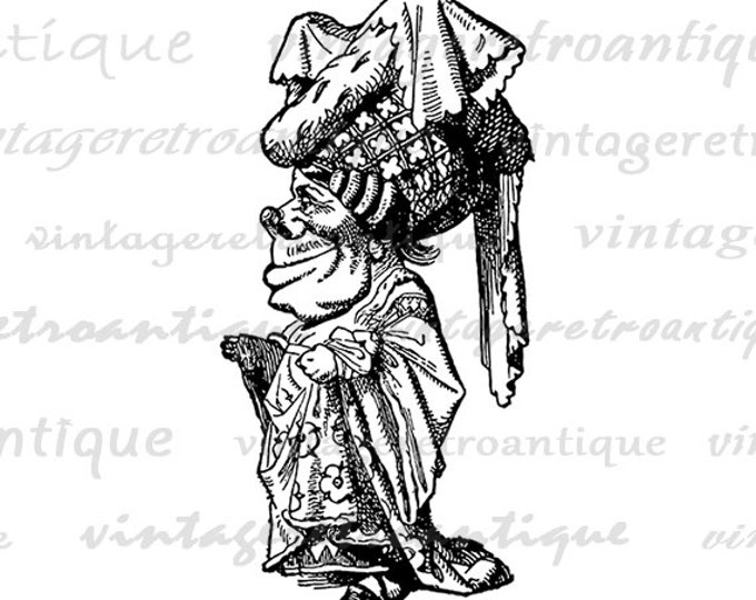 Printable Graphic Alice in Wonderland Duchess Download Image Illustrated Digital Vintage Clip Art Jpg Png Eps HQ 300dpi No.1843