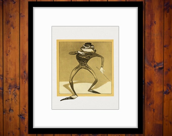 Digital Image Antique Frog in Suit and Hat Printable Download Graphic Vintage Clip Art for Transfers etc HQ 300dpi No.1772