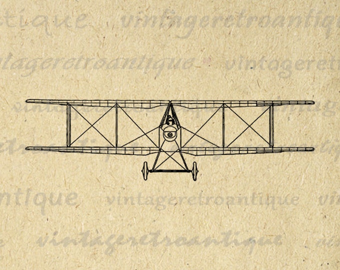 Digital Printable Airplane Image Antique Airplane Download Biplane Graphic Vintage Clip Art for Transfers Printing etc HQ 300dpi No.4651