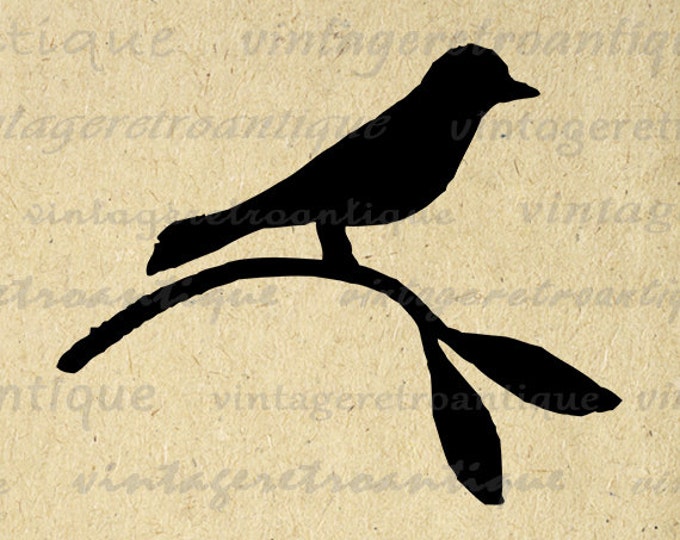 Digital Bird Image Graphic Bird Silhouette Printable Download Artwork Vintage Clip Art for Transfers Making Prints etc HQ 300dpi No.4676