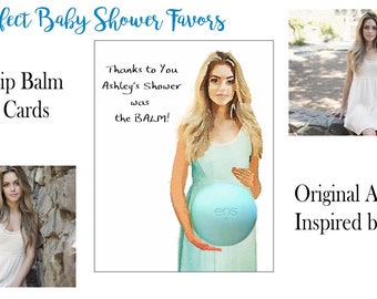 Baby Shower Favor - Custom EOS Lip Balm Baby Bump Note Cards