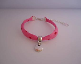 Red liberty bracelet with a silvery star - Gypsy chic jewelry - Bonhemian style